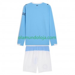 Camisola Manchester City Criança Equipamento Primeiro 2025-2026 Manga Comprida